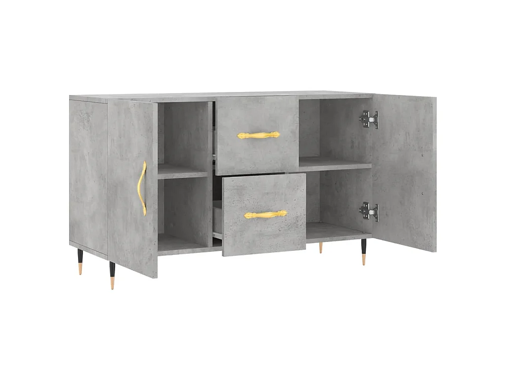 Buffet gris béton 100x36x60 cm bois d'ingénierie