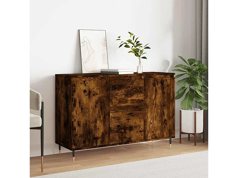 Buffet chêne fumé 101,5x35x70 cm bois d'ingénierie