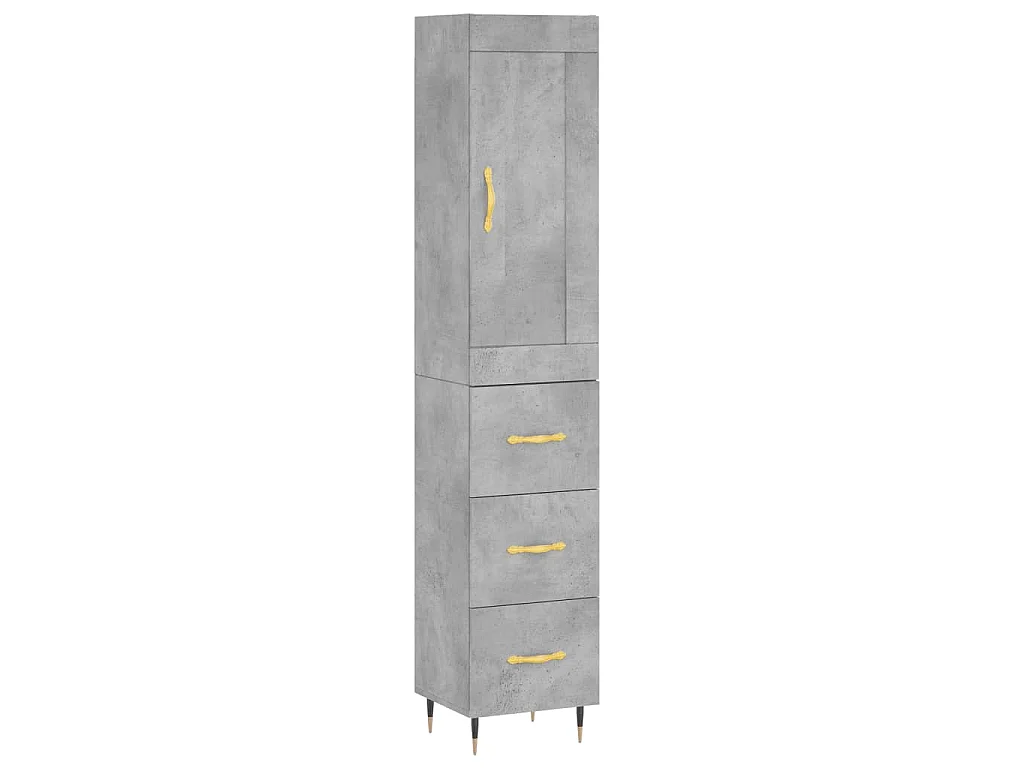 Buffet haut Gris béton 34,5x34x180 cm Bois d'ingénierie