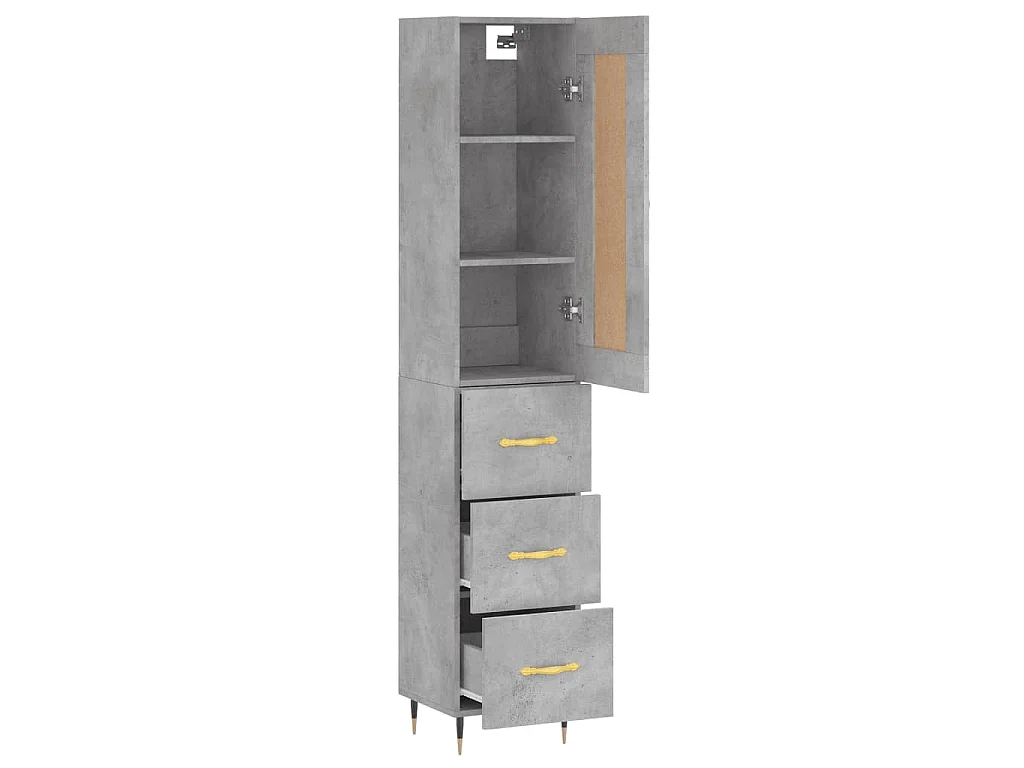 Buffet haut Gris béton 34,5x34x180 cm Bois d'ingénierie