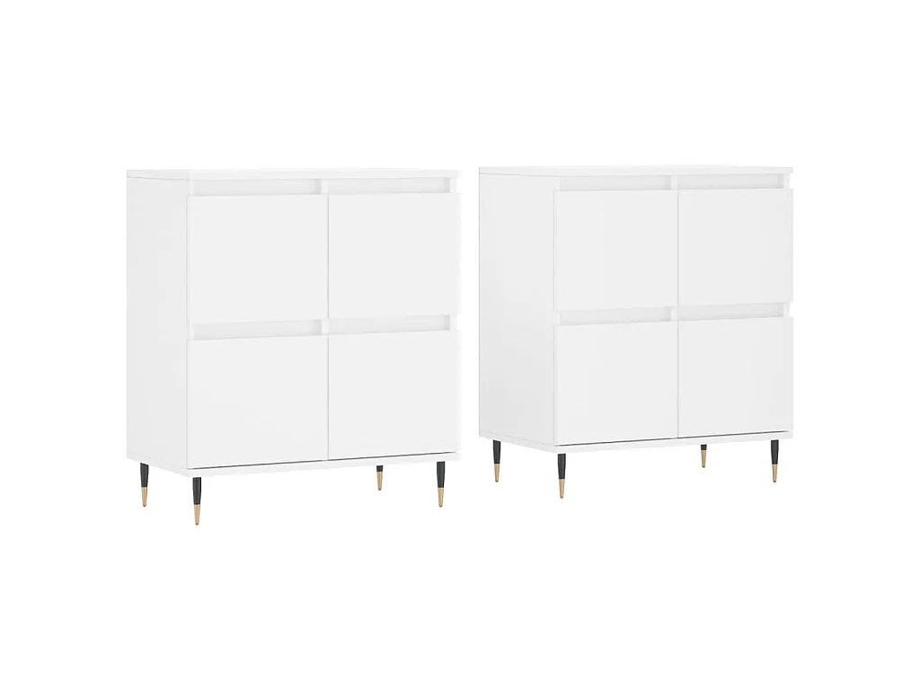 Buffets 2 pcs blanc bois d'ingénierie