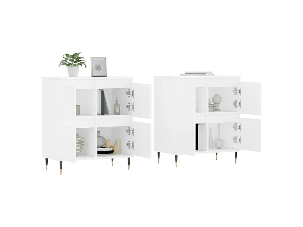 Buffets 2 pcs blanc bois d'ingénierie