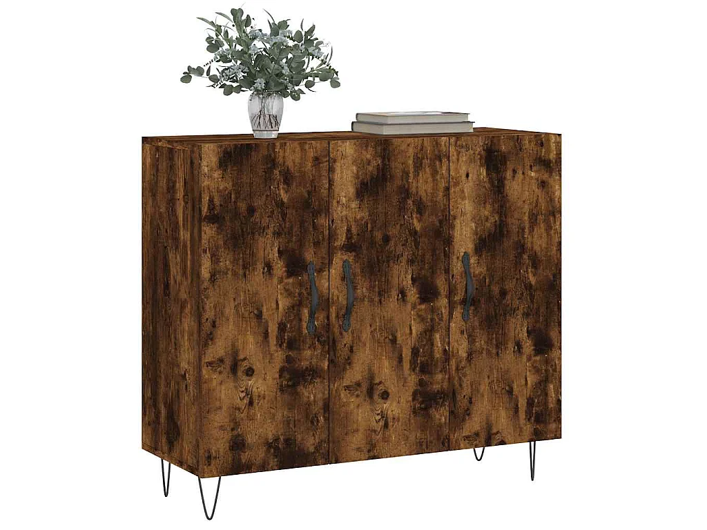 Credenza Rovere Fumo 90x34x80 cm in Legno Multistrato