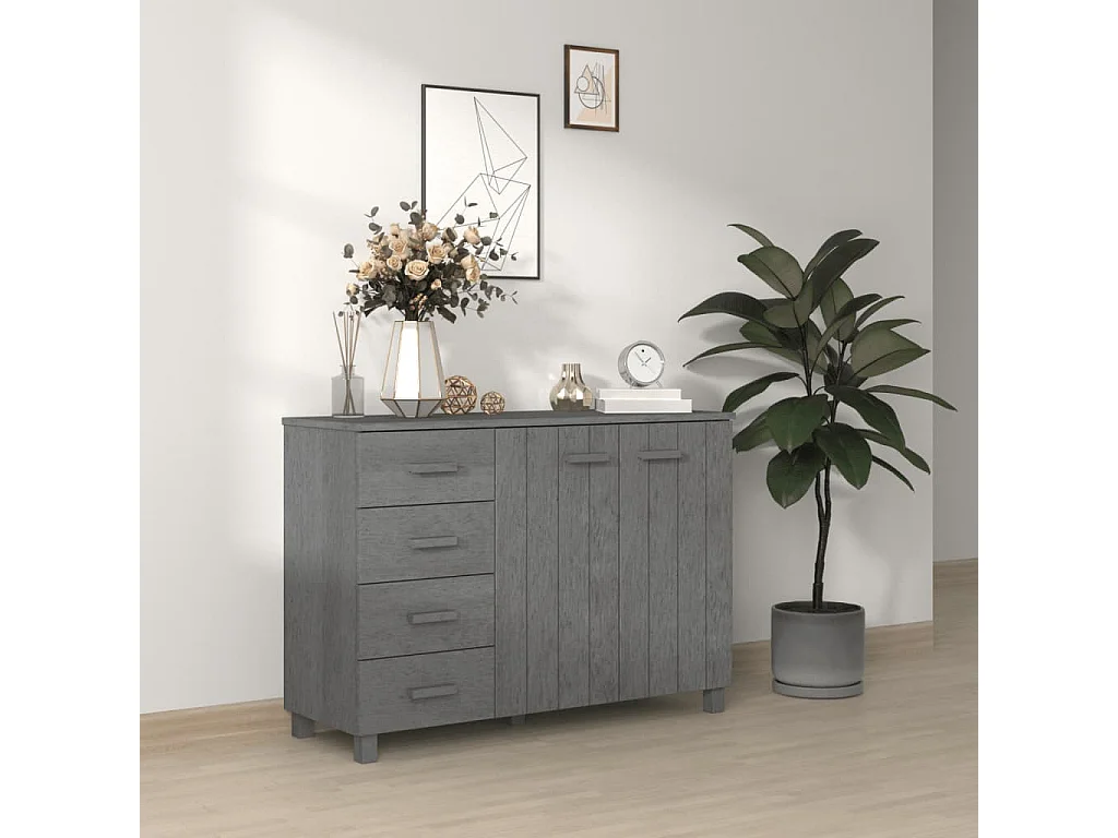Sideboard HAMAR Dunkelgrau 113x40x80 cm Massivholz Kiefer