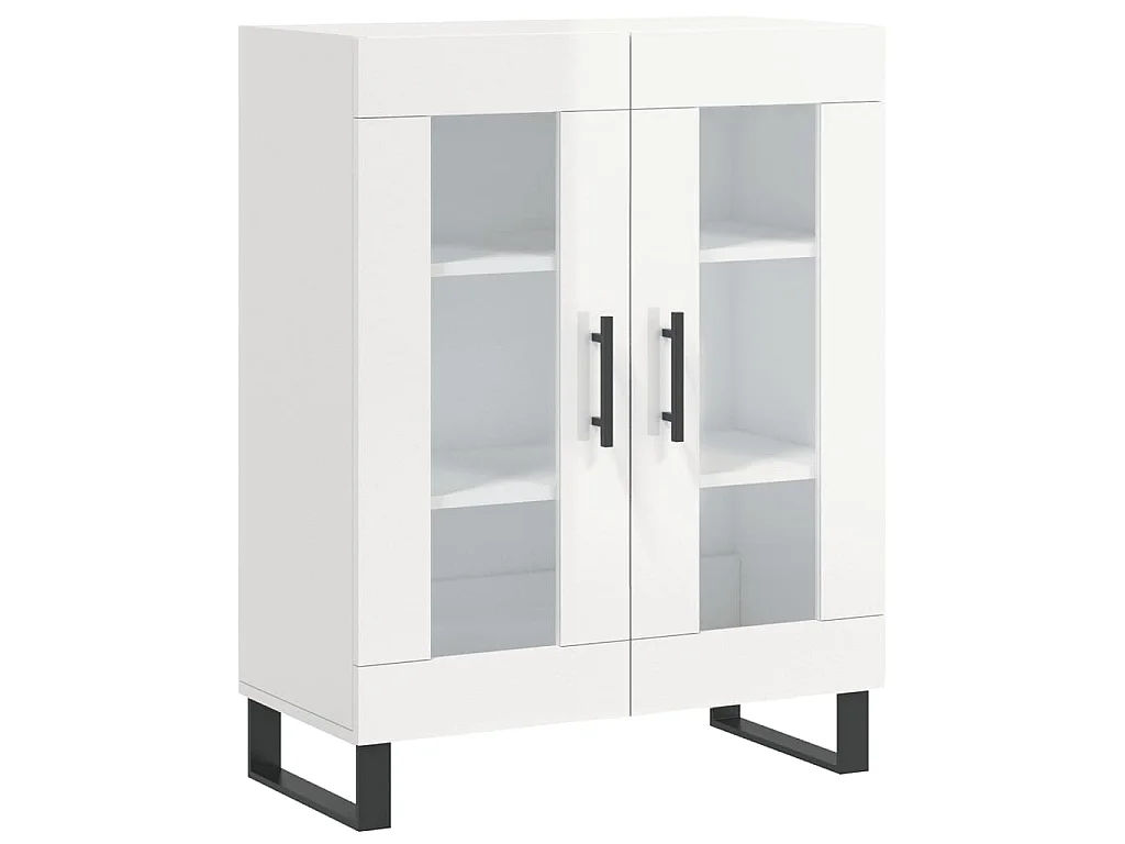 Buffet Blanc brillant 69,5x34x90 cm Bois d'ingénierie