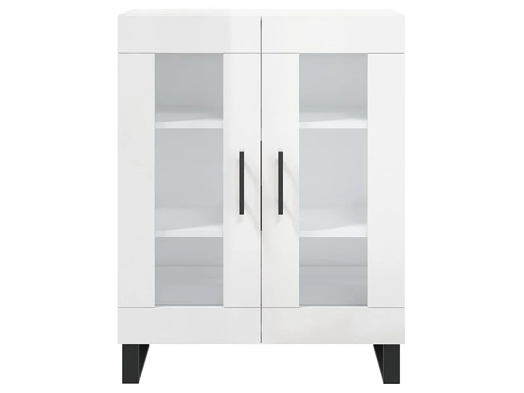 Buffet Blanc brillant 69,5x34x90 cm Bois d'ingénierie