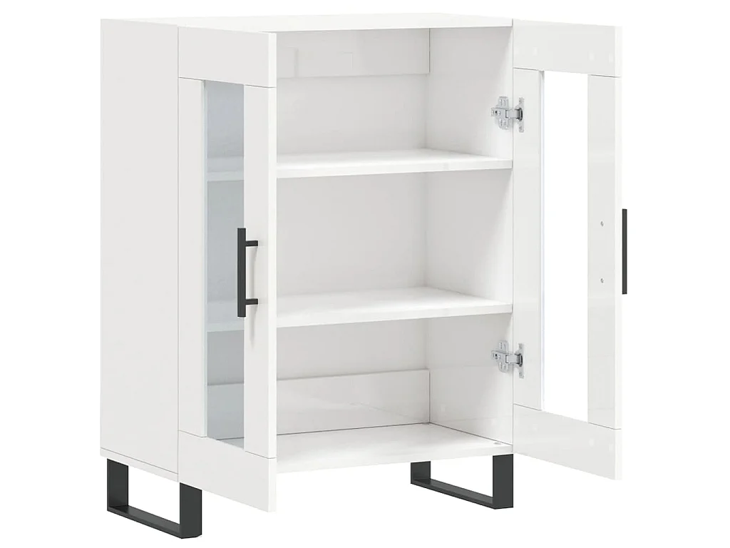 Buffet Blanc brillant 69,5x34x90 cm Bois d'ingénierie