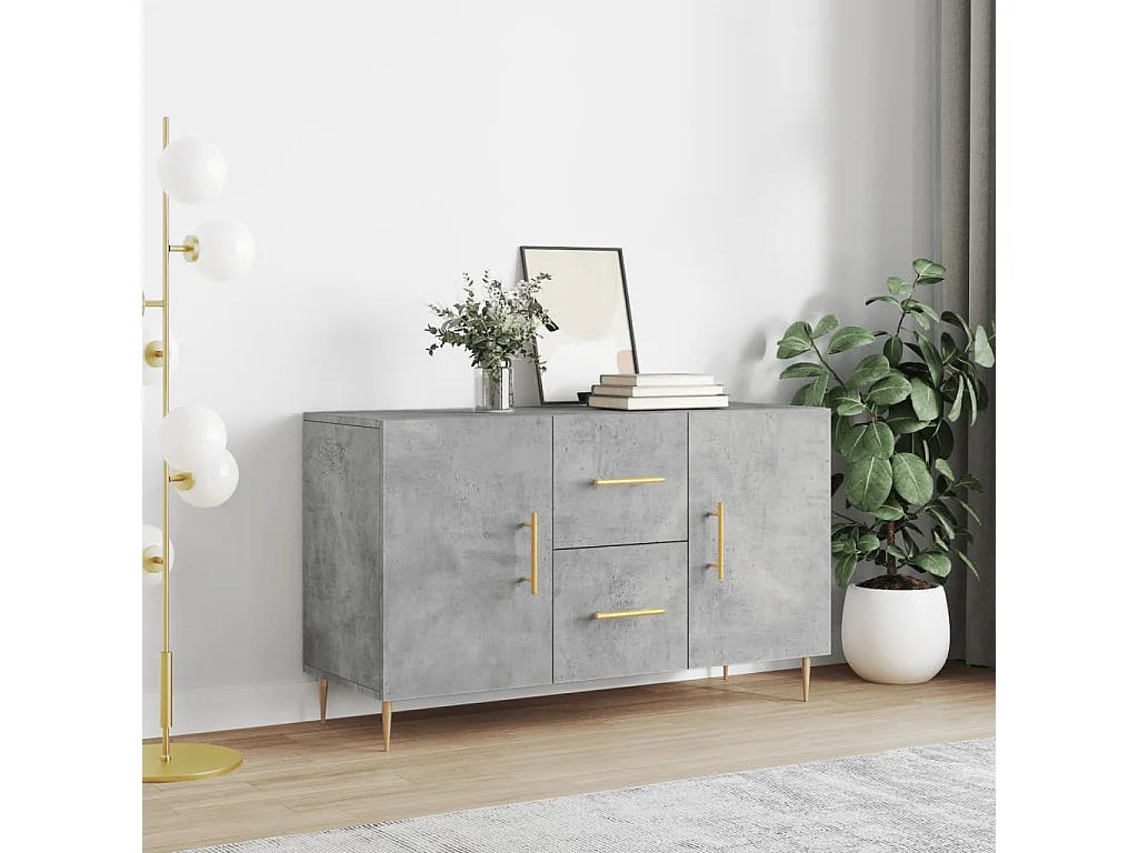 Buffet gris béton 100x36x60 cm bois d'ingénierie