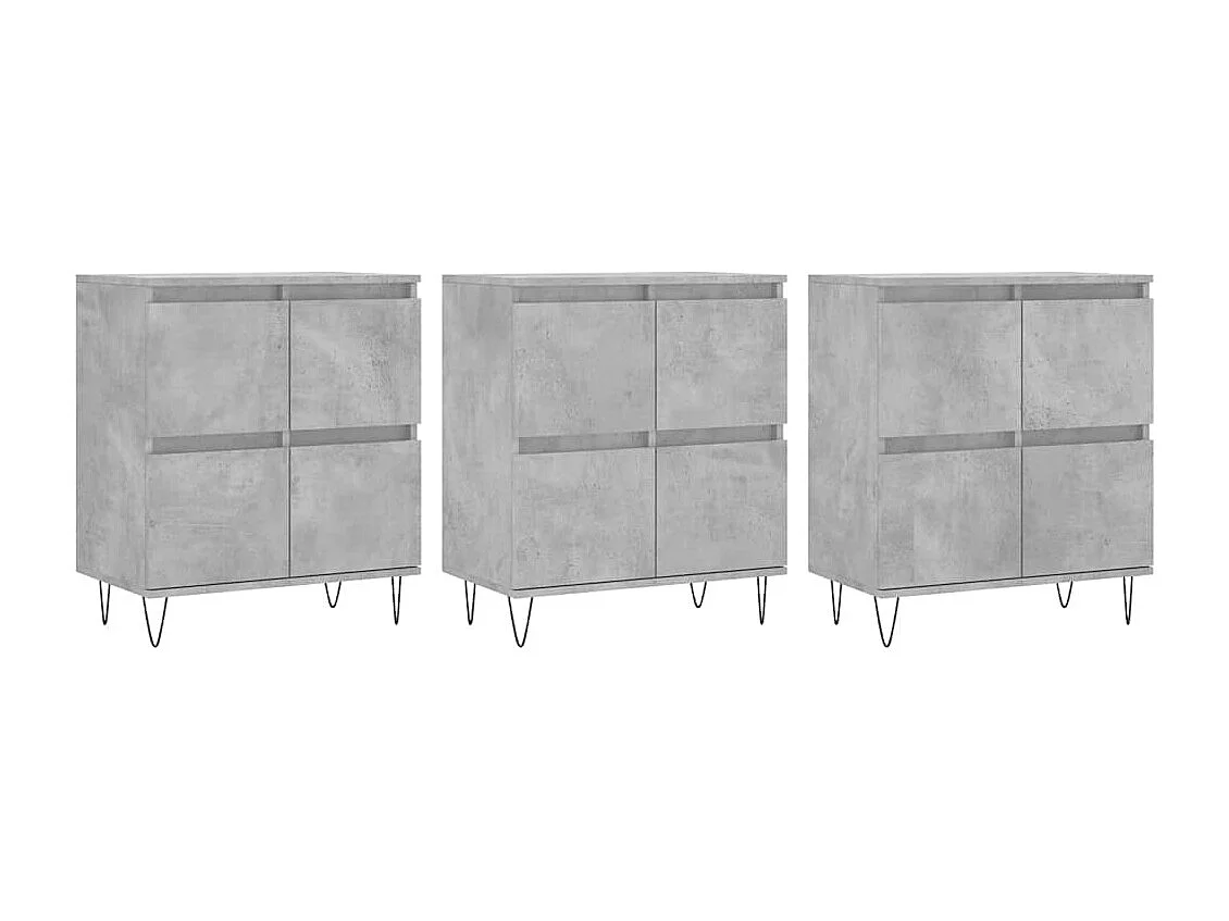 Buffets 3 pcs gris béton bois d'ingénierie