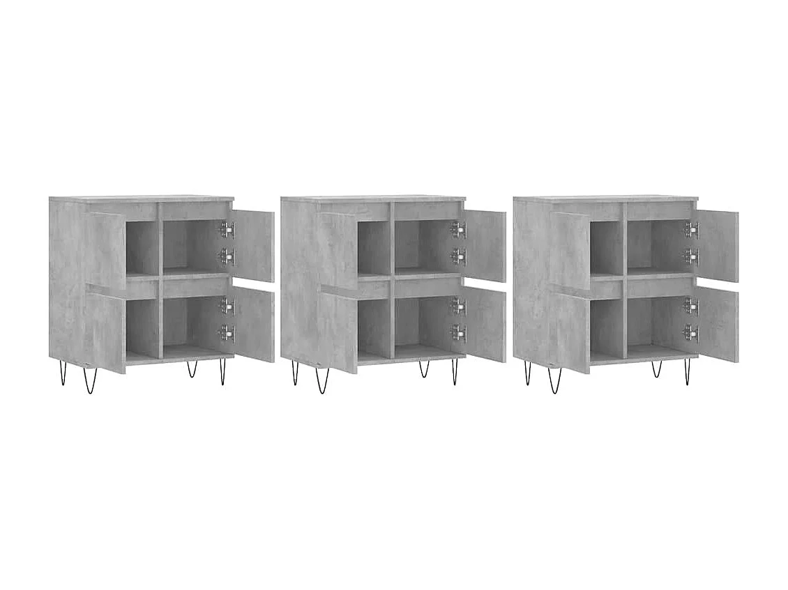 Buffets 3 pcs gris béton bois d'ingénierie