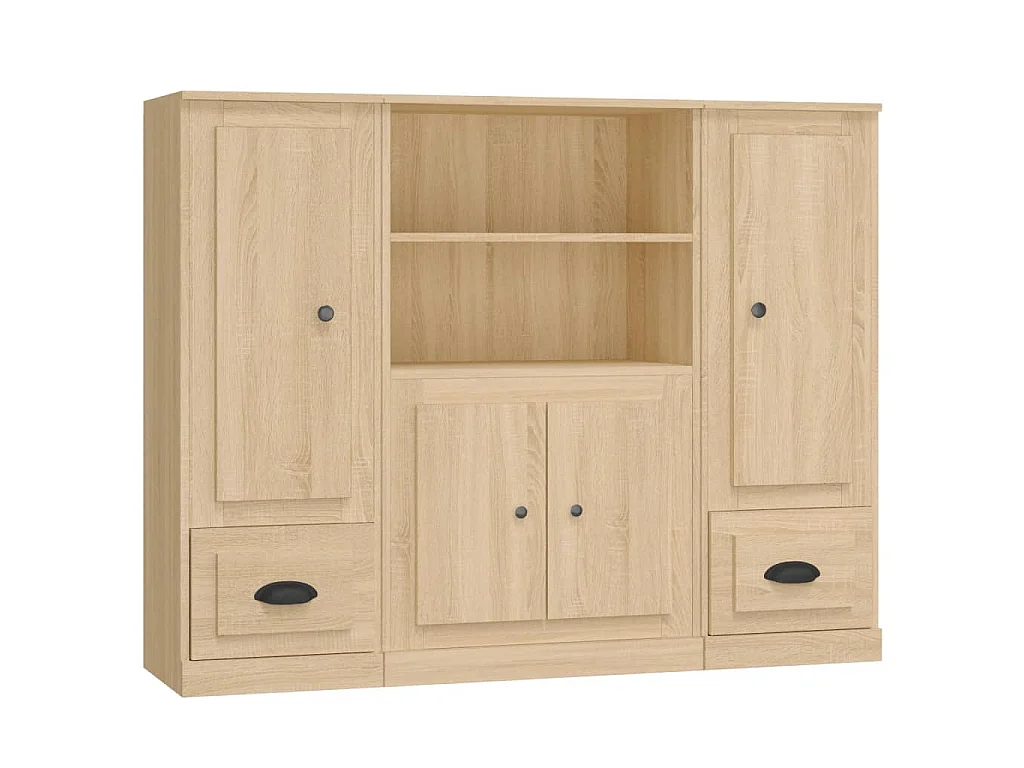 Buffets 3 pcs chêne sonoma bois d'ingénierie