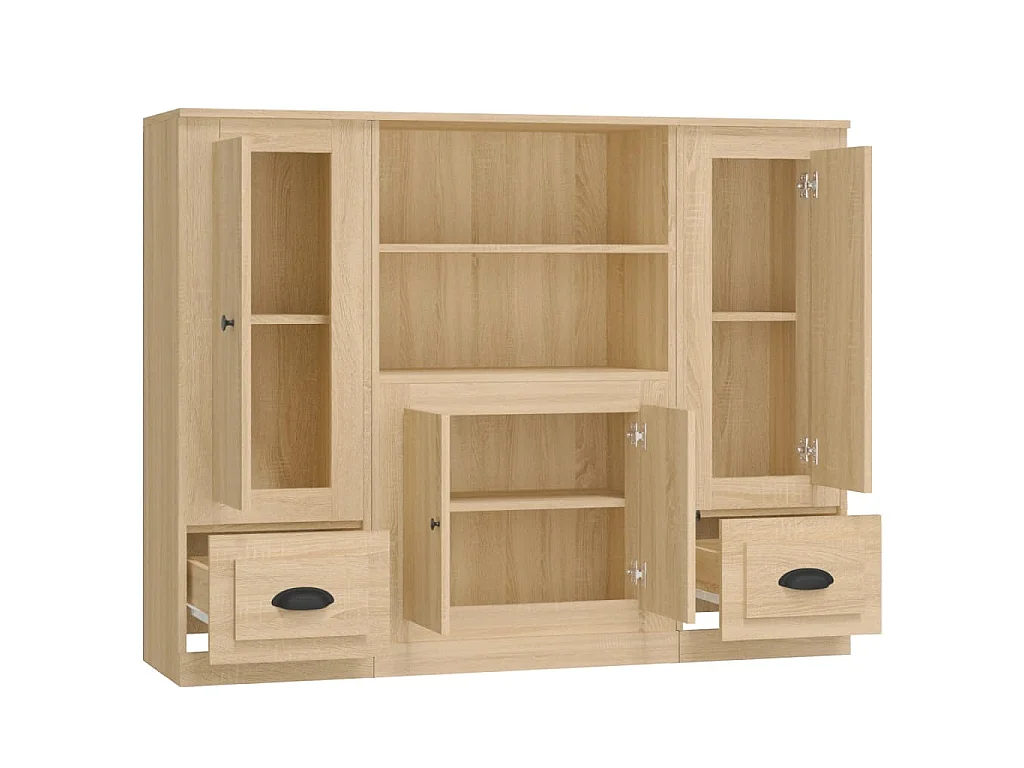 Buffets 3 pcs chêne sonoma bois d'ingénierie