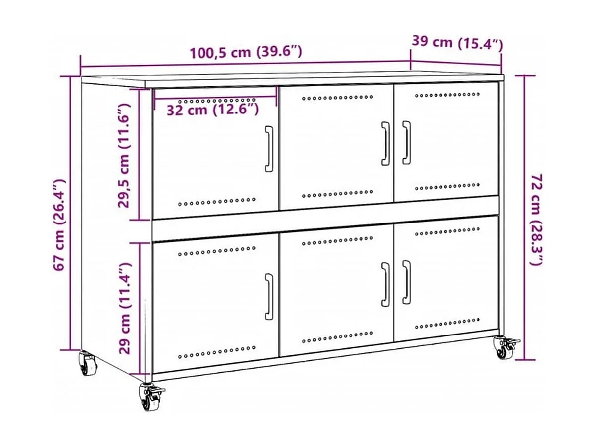 Sideboard Rosa 100,5x39x72 cm Stahl