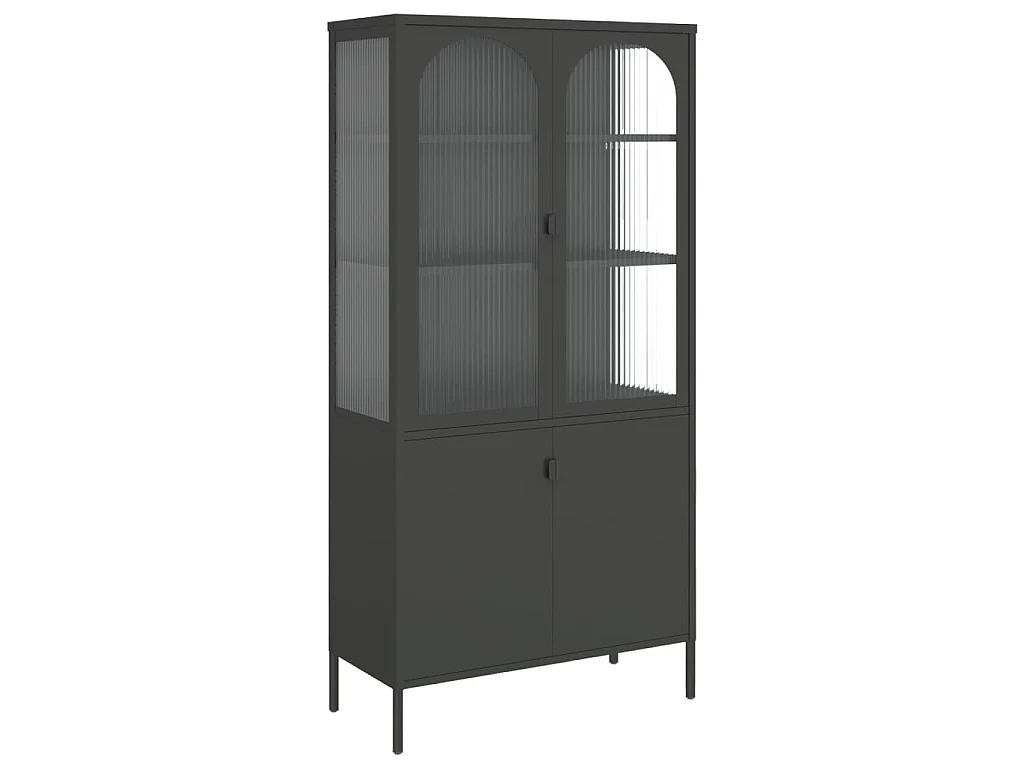 Highboard Schwarz 90x40x180 cm Glas und Stahl