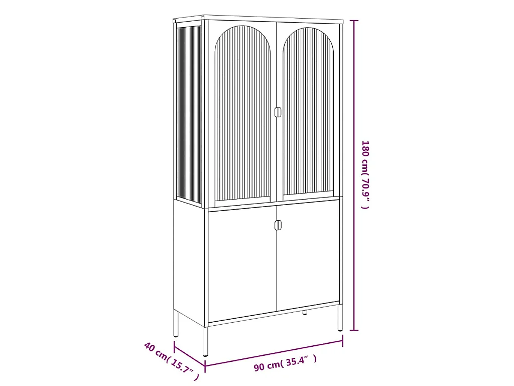 Highboard Schwarz 90x40x180 cm Glas und Stahl