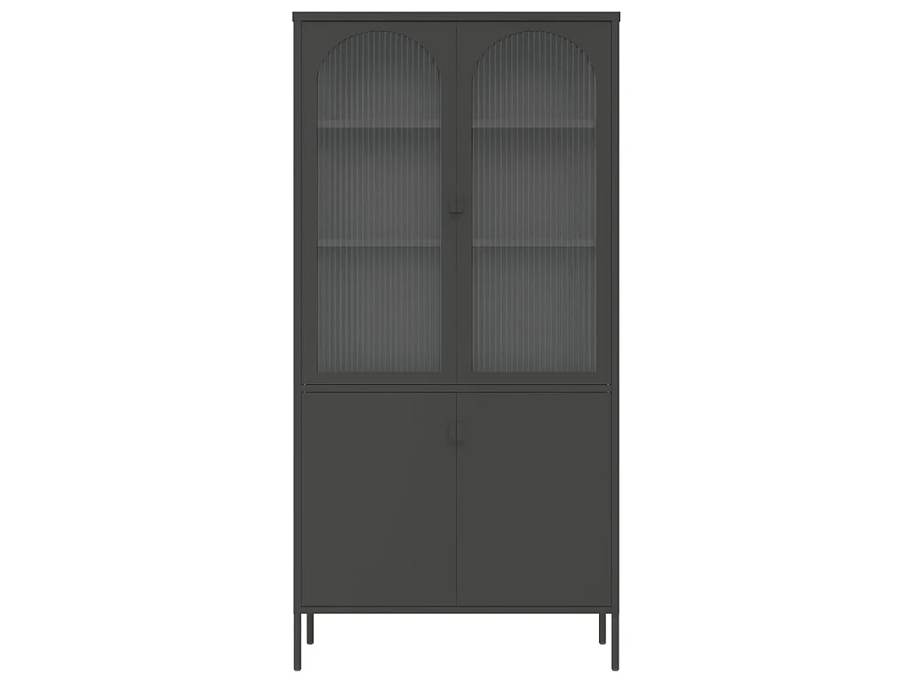Highboard Schwarz 90x40x180 cm Glas und Stahl