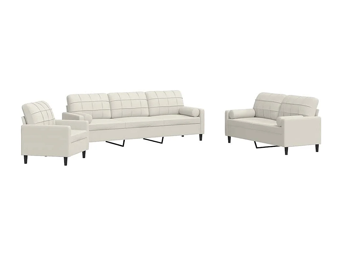 Ensemble de canapés 3 pcs avec coussins et traversins velours