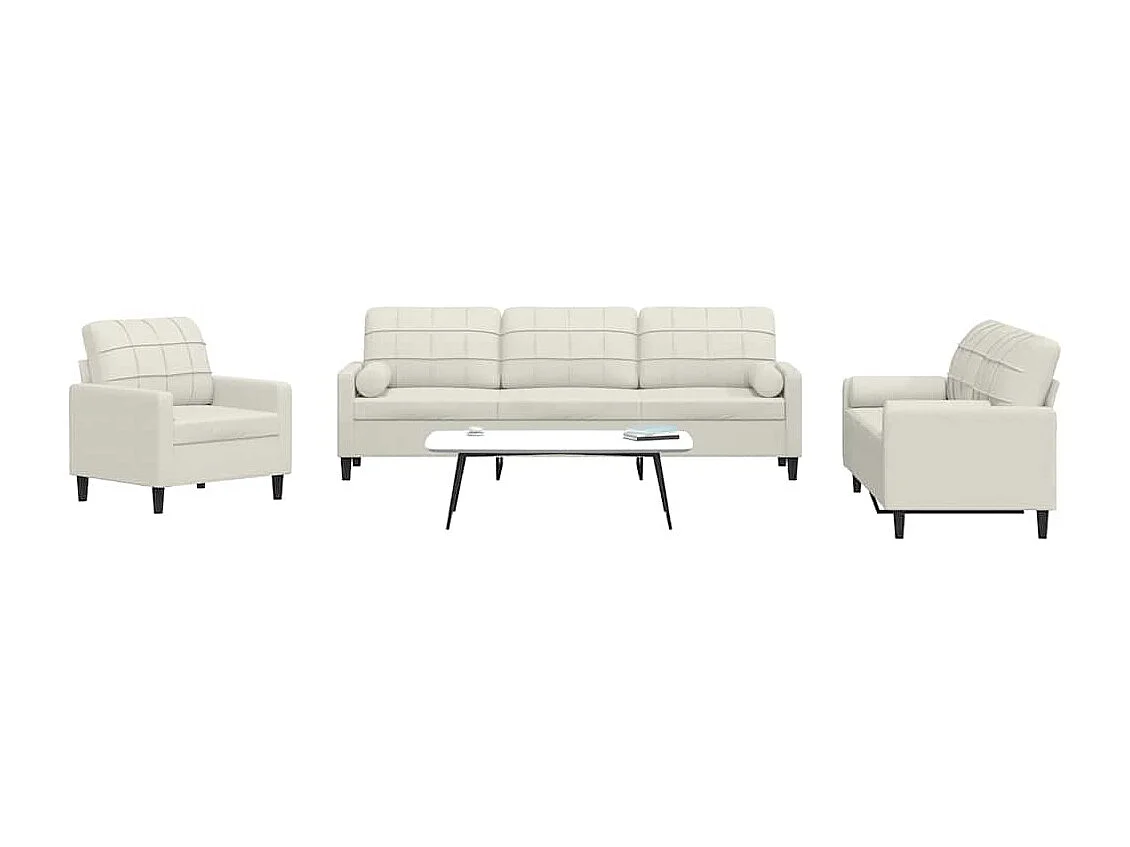 Ensemble de canapés 3 pcs avec coussins et traversins velours