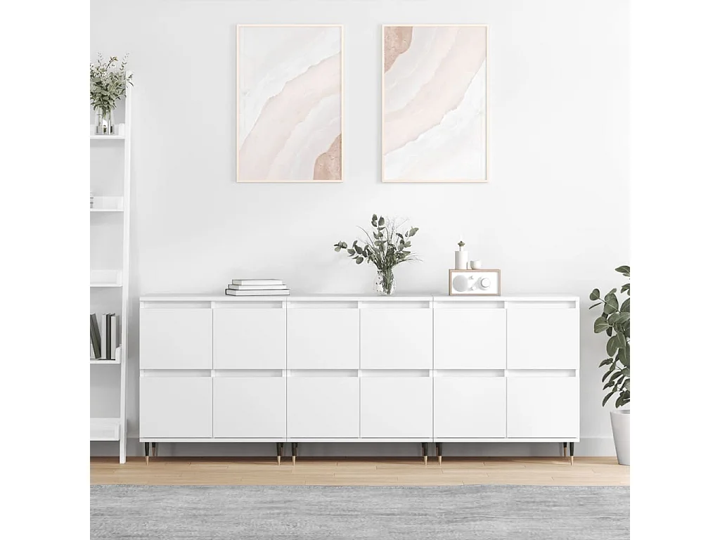 Buffets 3 pcs Blanc Bois d'ingénierie