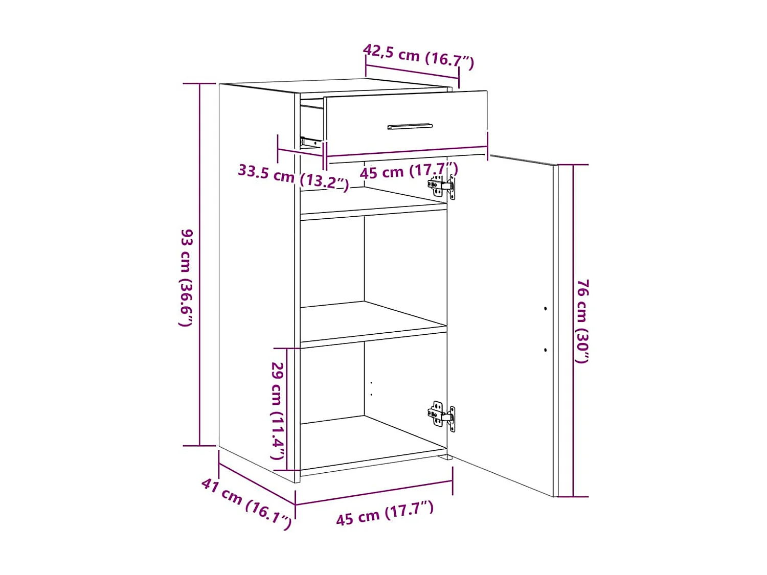 Buffet blanc 45x42,5x93 cm bois d'ingénierie