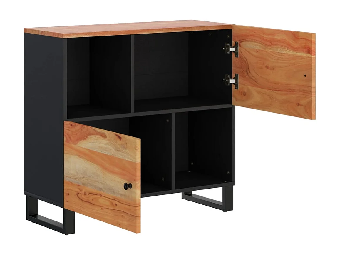 Buffet avec 2 portes 80x33x75 cm bois massif d'acacia