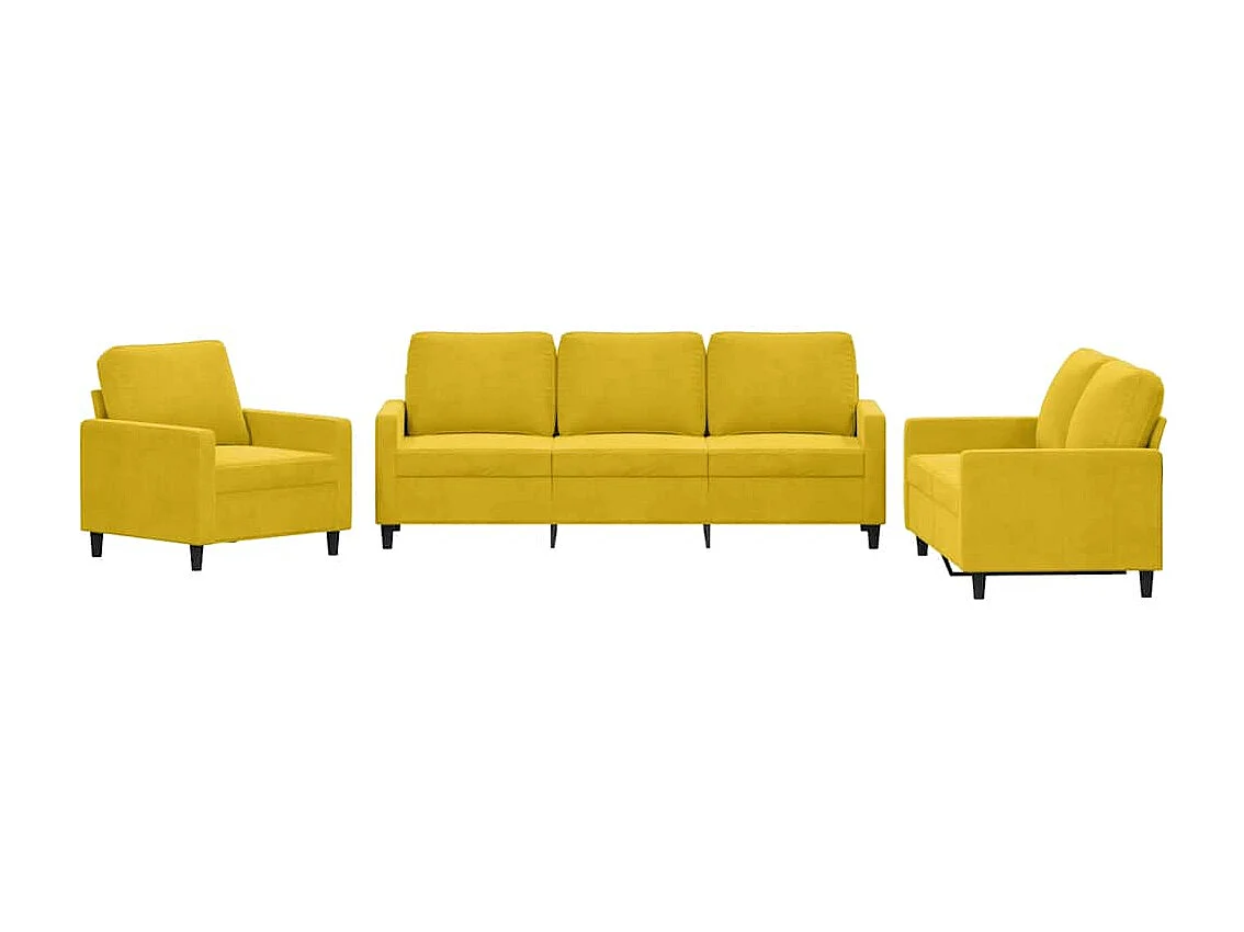 Ensemble de canapés 3 pcs avec coussins Jaune Velours