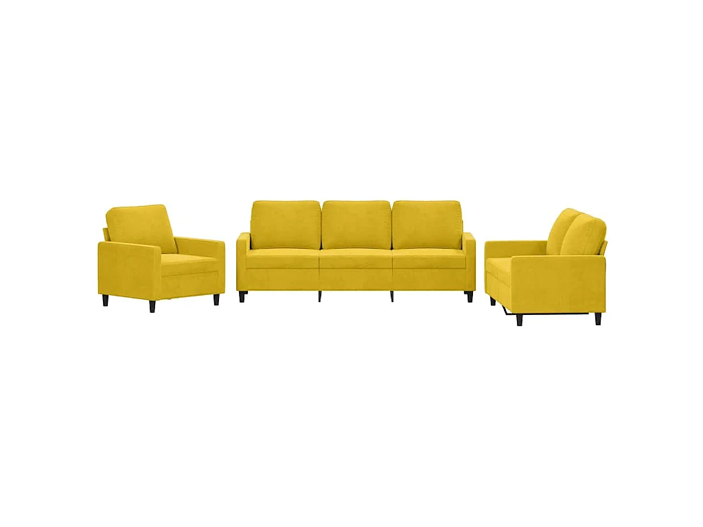 Juego de sofás con cojines 3 piezas terciopelo amarillo