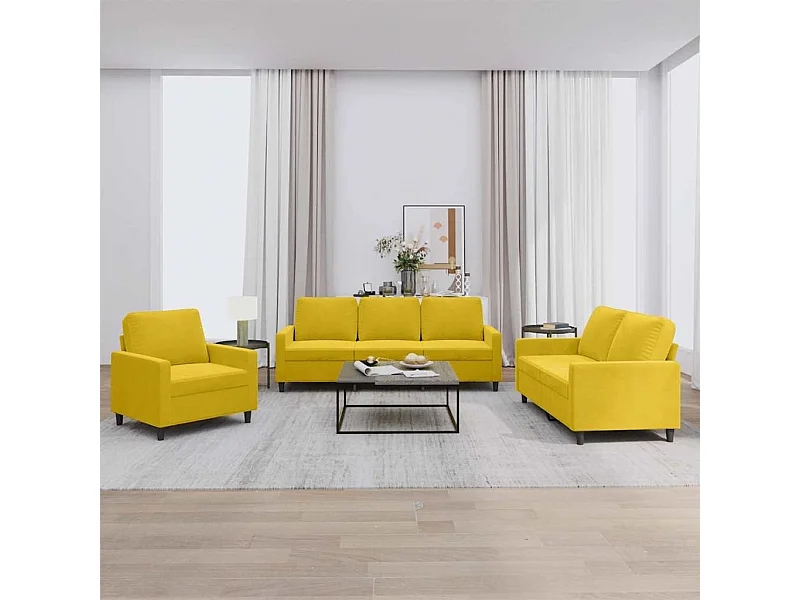 Ensemble de canapés 3 pcs avec coussins Jaune Velours