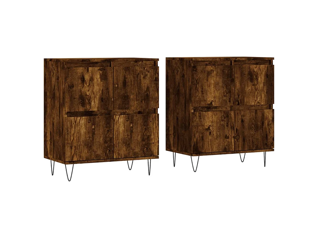 Buffets 2 pcs chêne fumé bois d'ingénierie