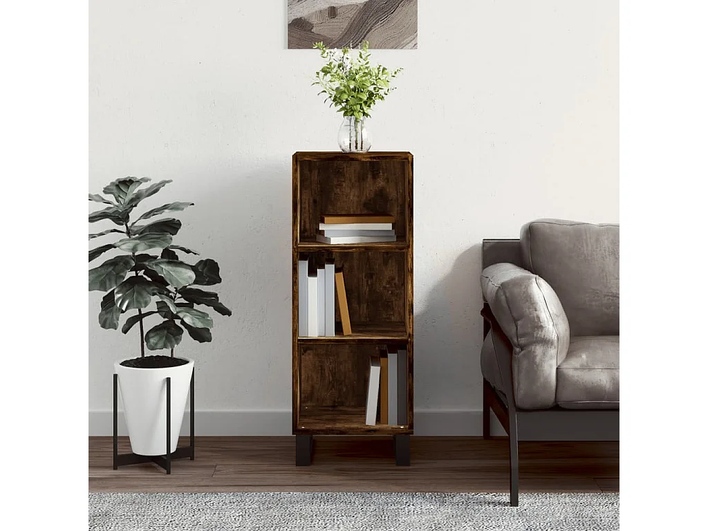 Aparador de madera de ingeniería roble ahumado 34,5x32,5x90 cm
