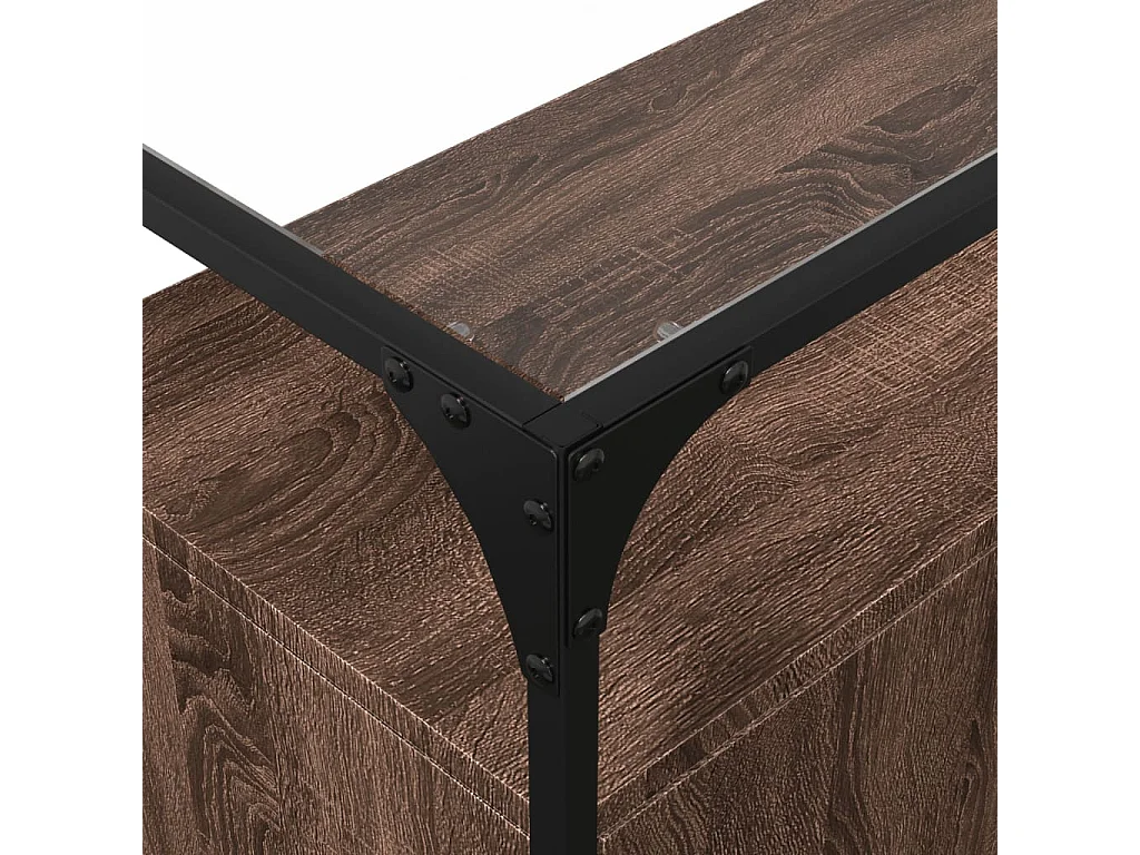 Aparador cristal y madera ingeniería marrón roble 98x35x81 cm
