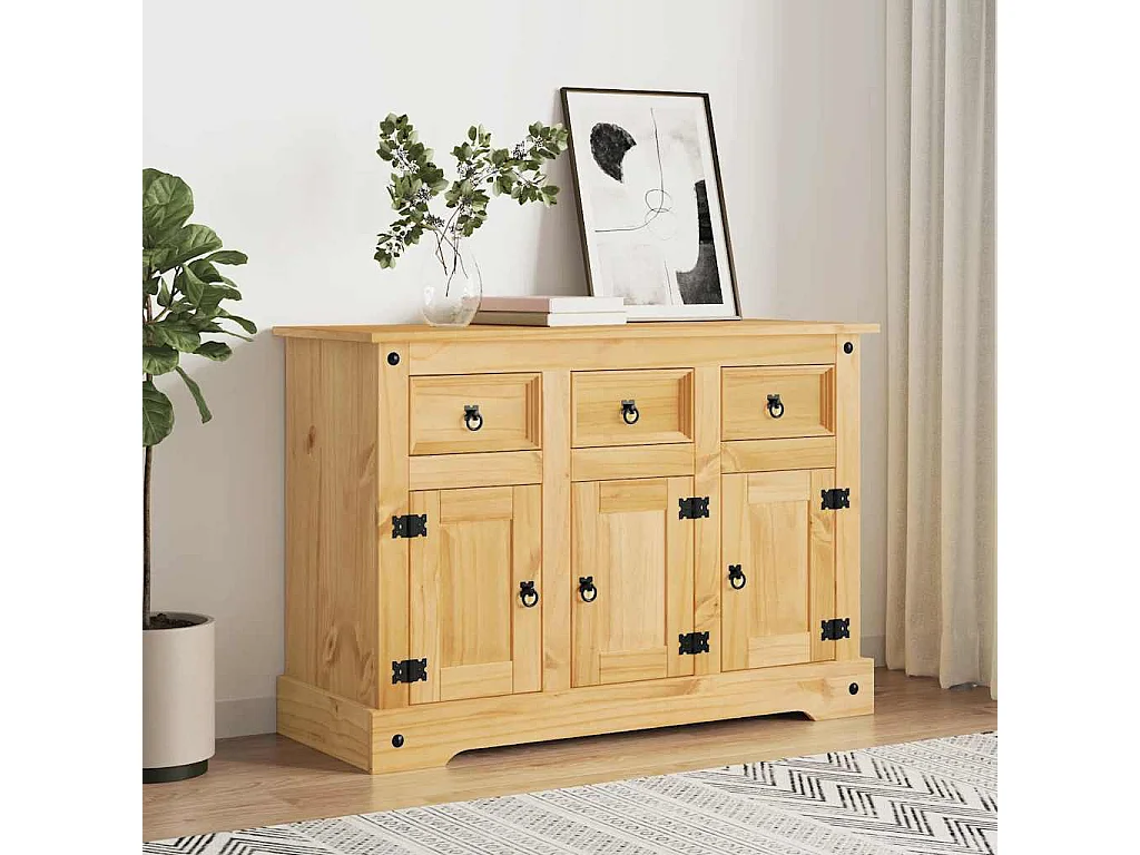 Dressoir "Corona" Bruin 112x44x78 cm Massief Hout Mexicaans Dennenhout