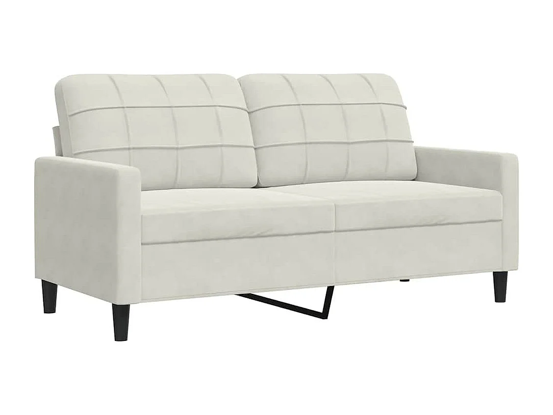 2-tlg. Sofagarnitur mit Kissen Creme Samt