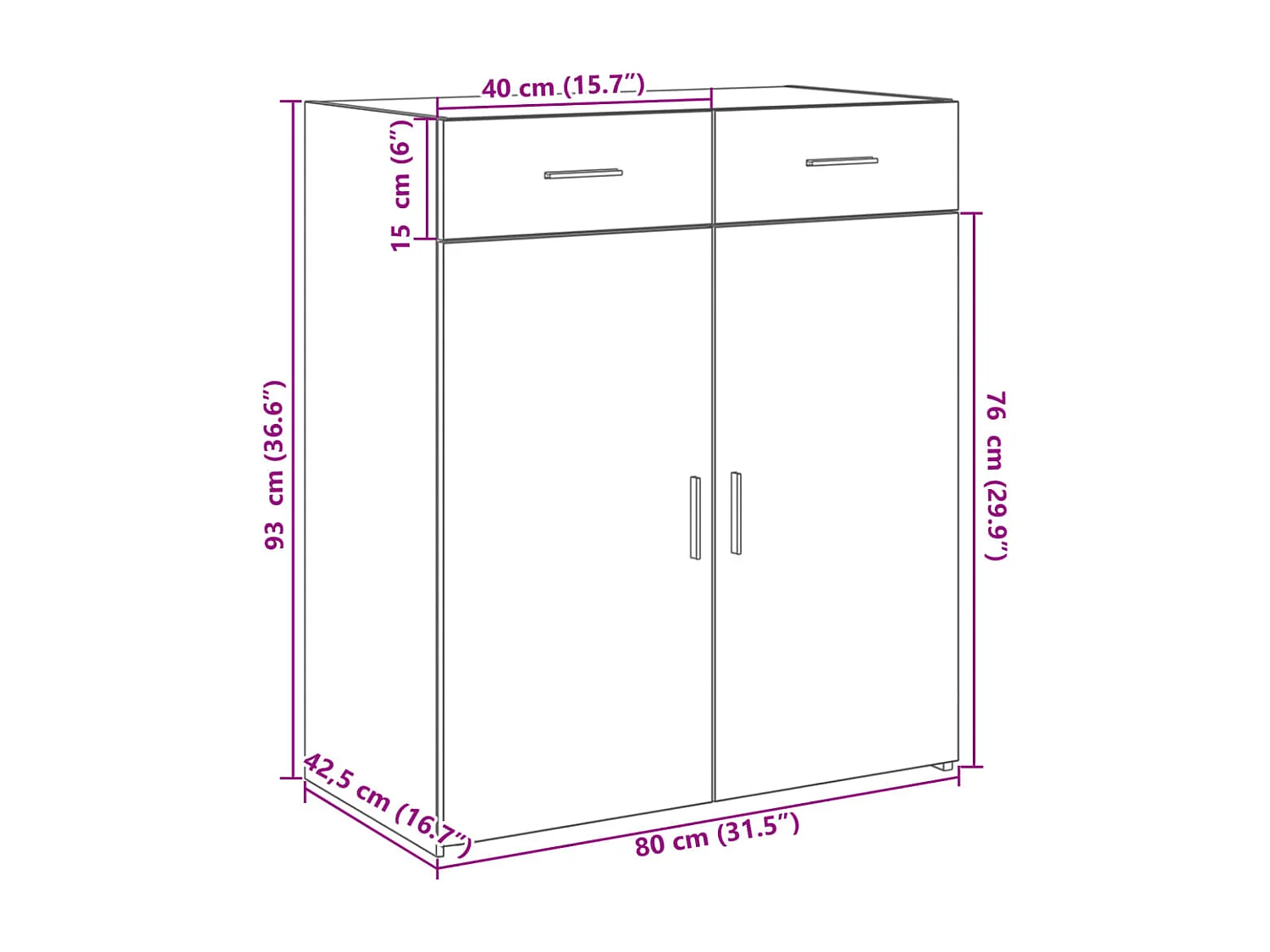 Credenza Bianca 80x42,5x93 cm in Legno Multistrato
