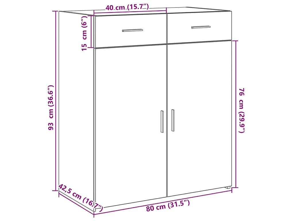 Aparador 80x42,5x93 cm derivados de madeira branco