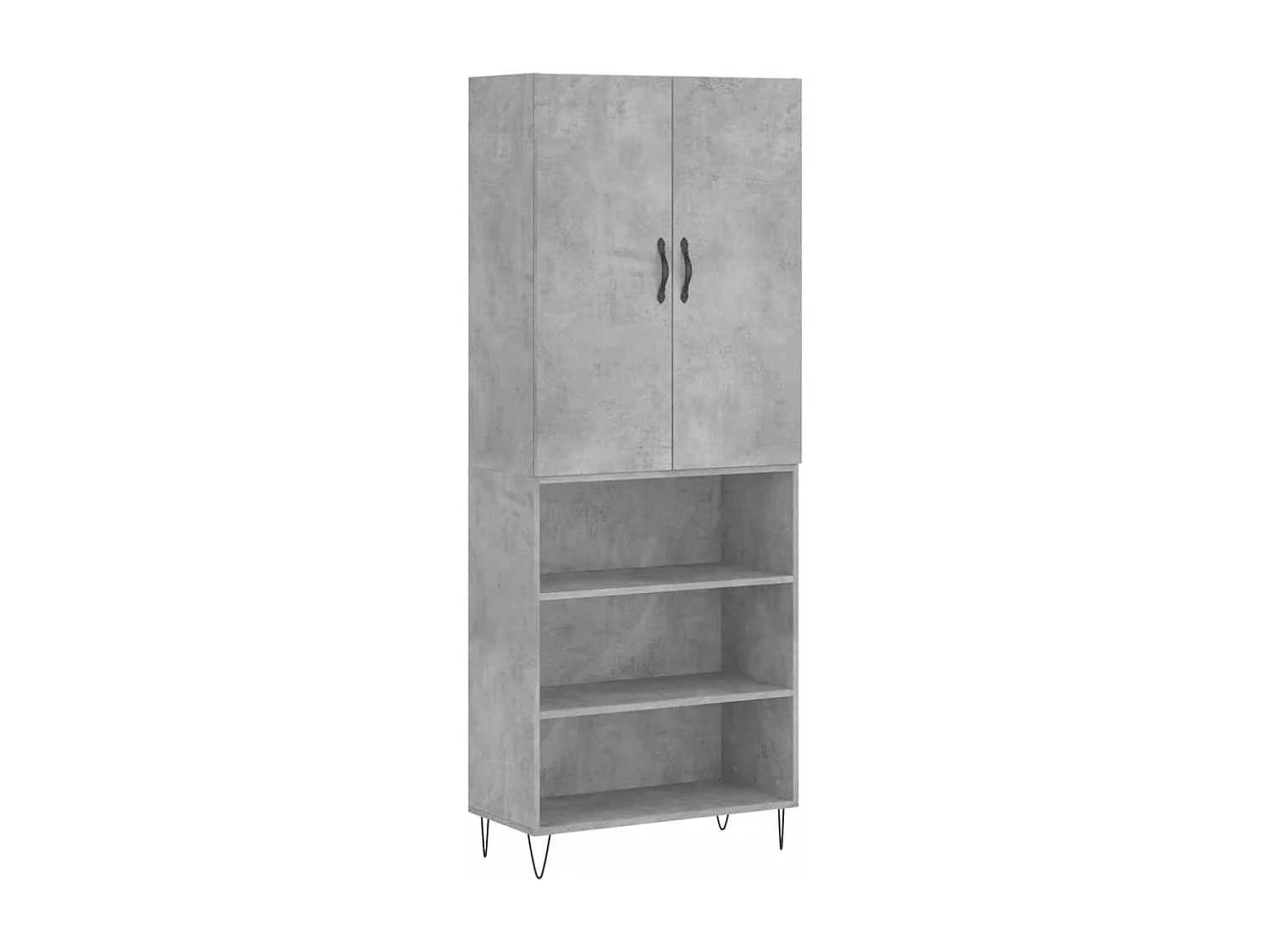Buffet haut Gris béton 69,5x34x180 cm Bois d'ingénierie