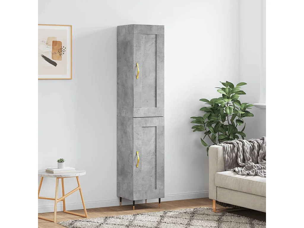 Buffet haut Gris béton 34,5x34x180 cm Bois d'ingénierie