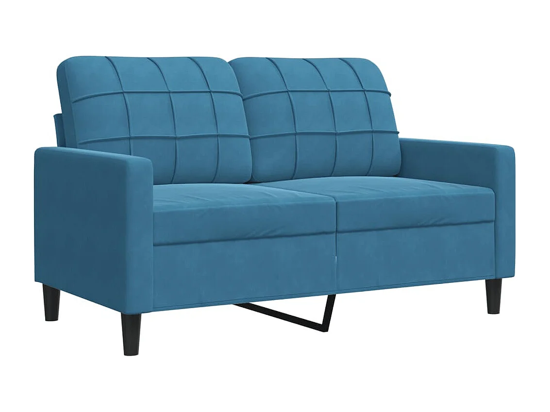 Ensemble de canapés 2pcs et coussins et traversins bleu velours