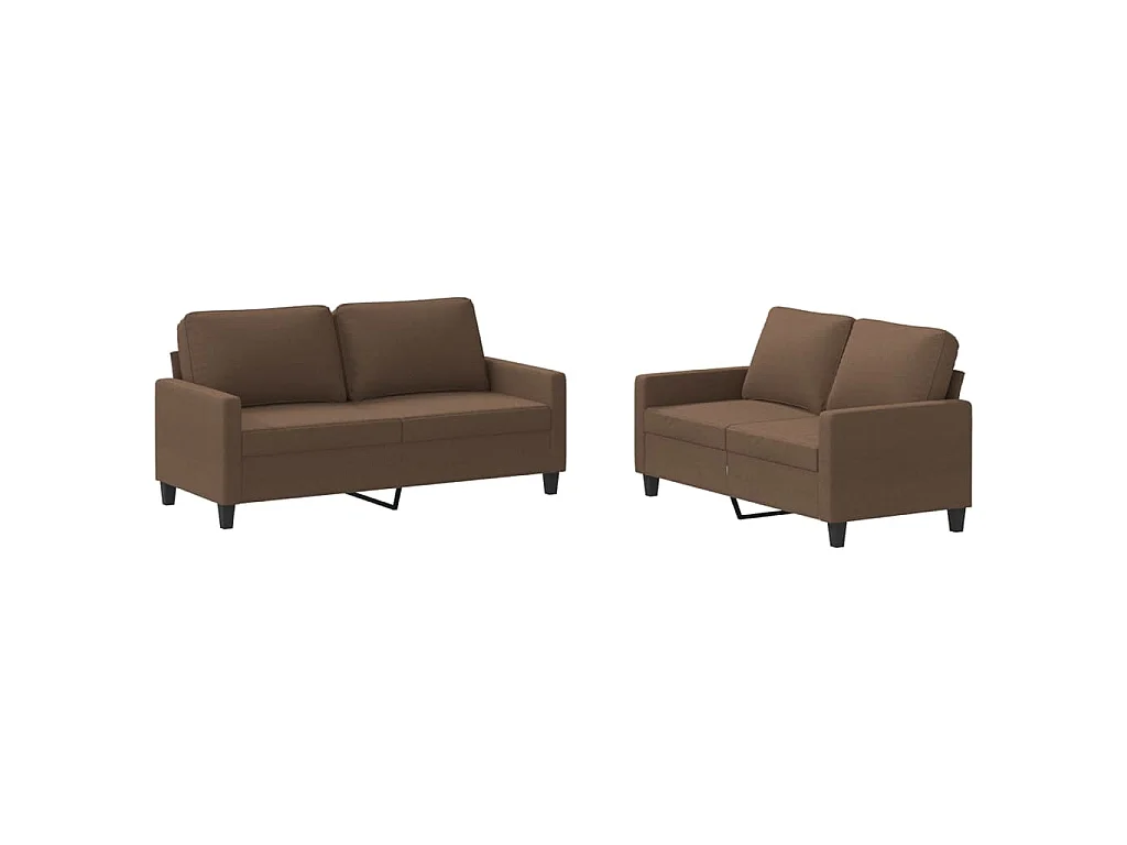 Ensemble de canapés 2 pcs avec coussins Marron Tissu