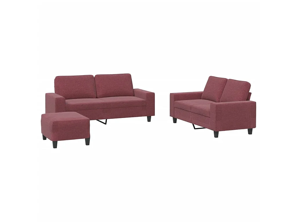 Ensemble de canapés 3 pcs rouge bordeaux tissu