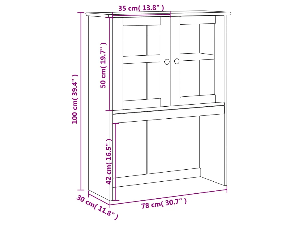 Opzetkast VIGO 78x30x100 cm massief grenenhout