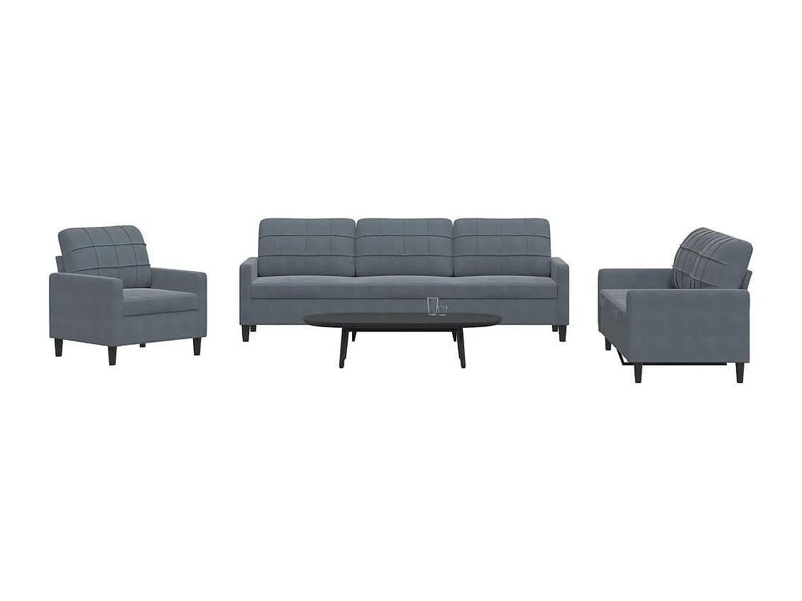 Set di Divani 4 pz con Cuscini Grigio Scuro in Velluto
