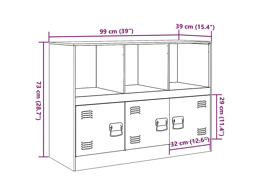 Buffet blanc 99x39x73 cm acier