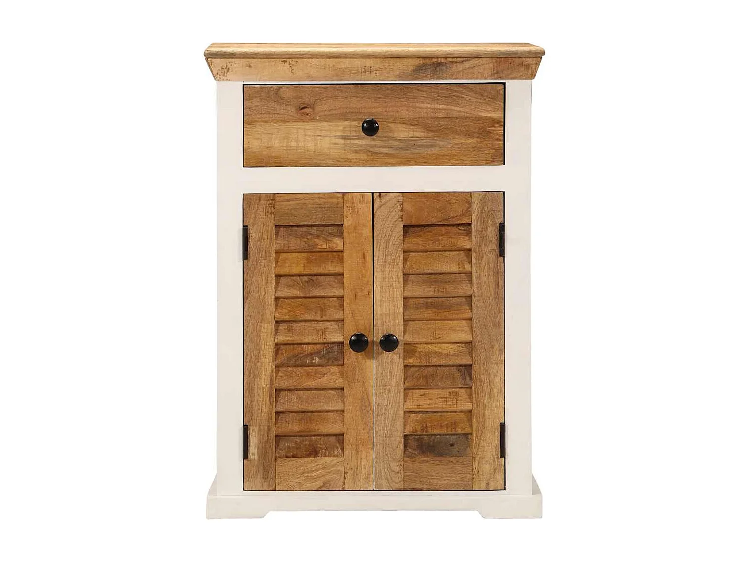 Buffet blanc et marron 55x30x73 cm bois de manguier solide brut