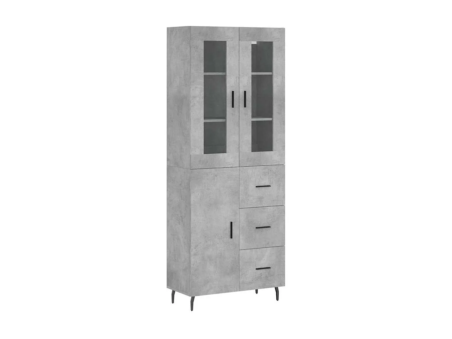 Buffet haut Gris béton 69,5x34x180 cm Bois d'ingénierie