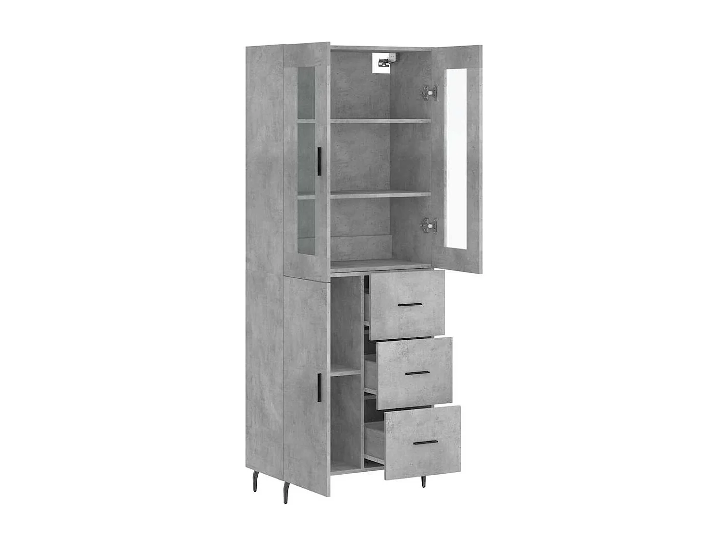 Buffet haut Gris béton 69,5x34x180 cm Bois d'ingénierie