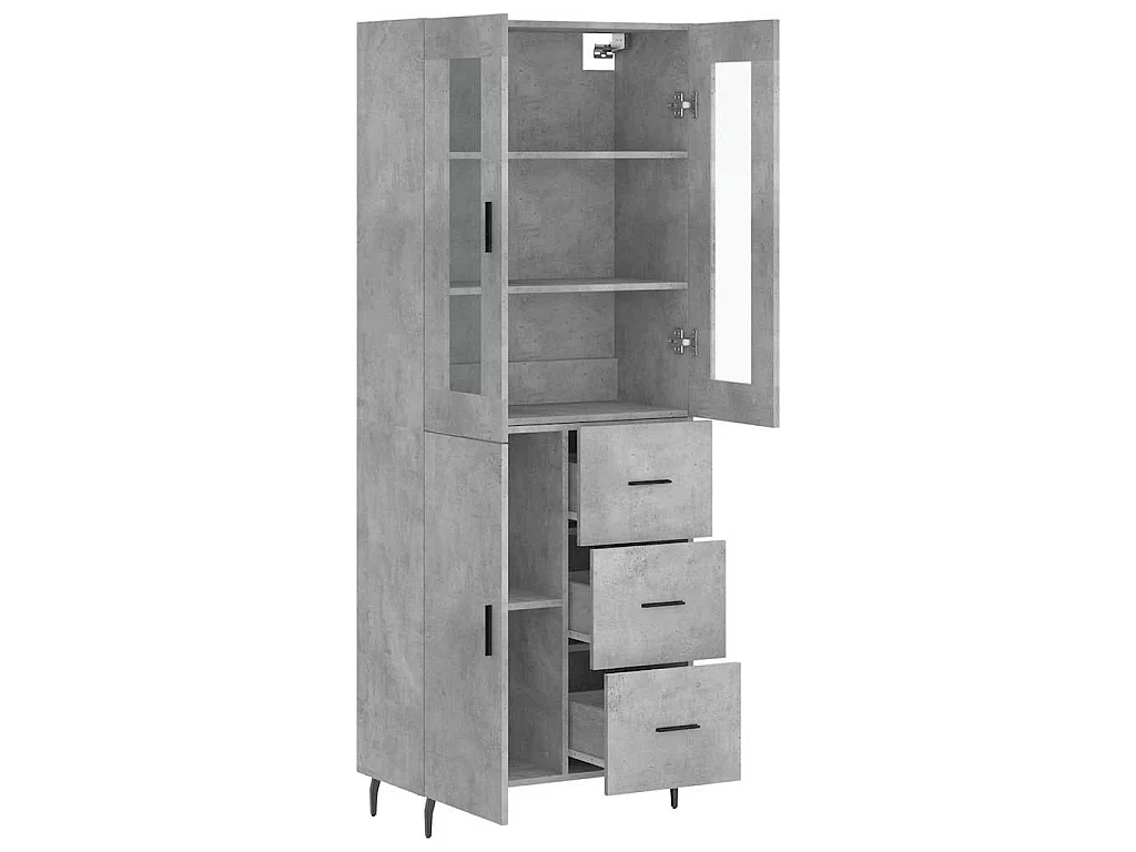 Hoge kast 69,5x34x180 cm bewerkt hout betongrijs