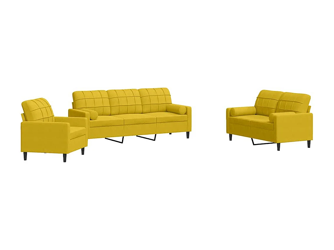 Ensemble de canapés 3 pcs avec coussins et traversins velours