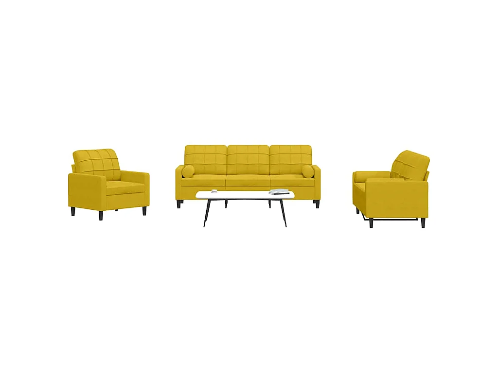 Juego de sofás con cojines 3 piezas terciopelo amarillo