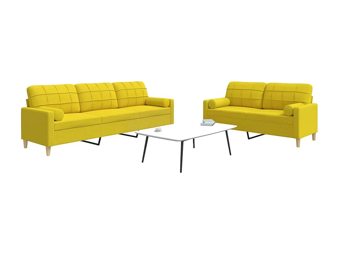 Ensemble de canapés 2 pcs coussins décoratifs jaune clair tissu